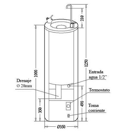 Fuente de agua refrigerada redonda M-6AROLV Canaletas