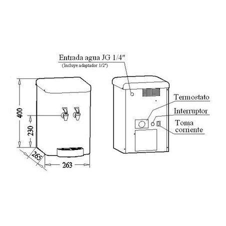 Dispensador de Agua Fría Sobremesa M-33ID Canaletas