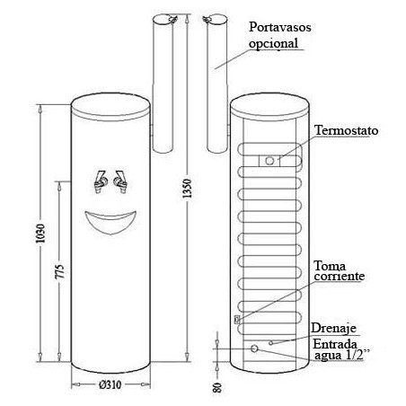 Dispensador de agua con Osmosis Inversa integrada M-77OI Canaletas