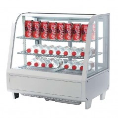 Vitrina Expositora Refrigerada 100 Litros Sobremesa con 4 Caras de Cristal en Blanco Pekín