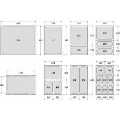 Bandeja 2/1 GN (650x530) de Acero Inox 18/10