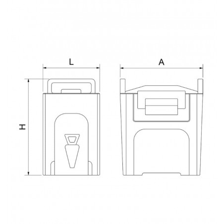 Contenedor isotérmico para bebidas con dispensador 20 litros y 430x295x675 mm