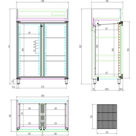 Armario refrigerado mixto con compartimento para congelados 2 puertas 900 + 900 litros Edenox