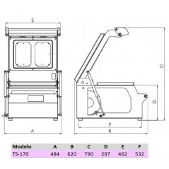 Termoselladora manual TS-170 con molde 320x260 mm (1/2GN) y 1 barqueta Ak By Ramon