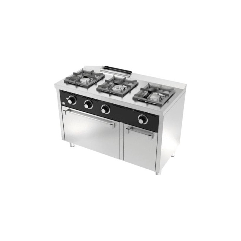 Cocina a gas con horno 3 fuegos fondo 600 modelo C3F600H HR FAINCA