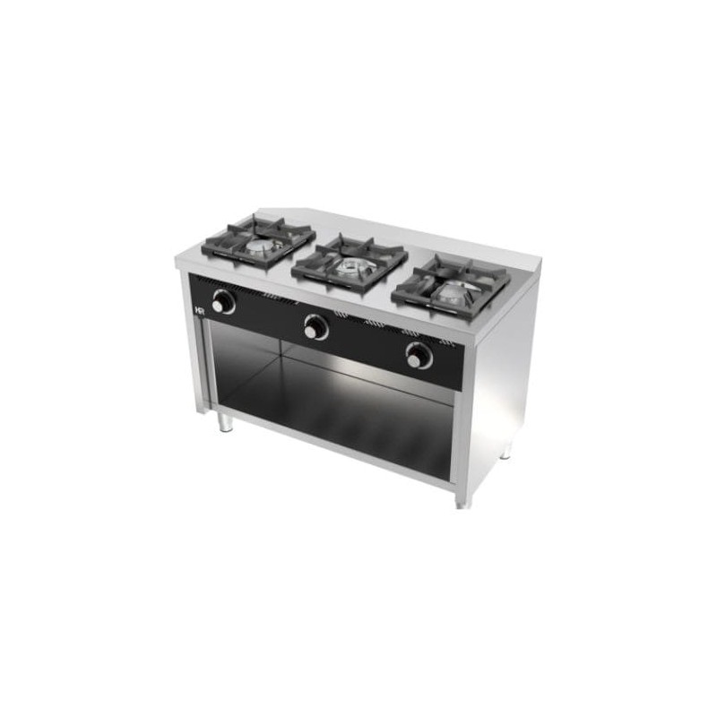 Cocina a gas con estante 3 fuegos fondo 600 modelo C3F600E HR FAINCA