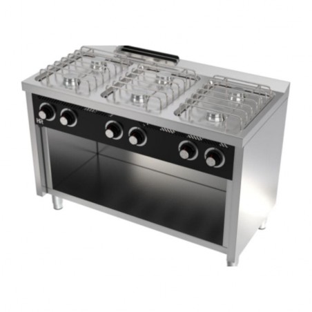 Cocina a gas con estante BASIC 6 fuegos fondo 600 modelo CB6F600E HR FAINCA