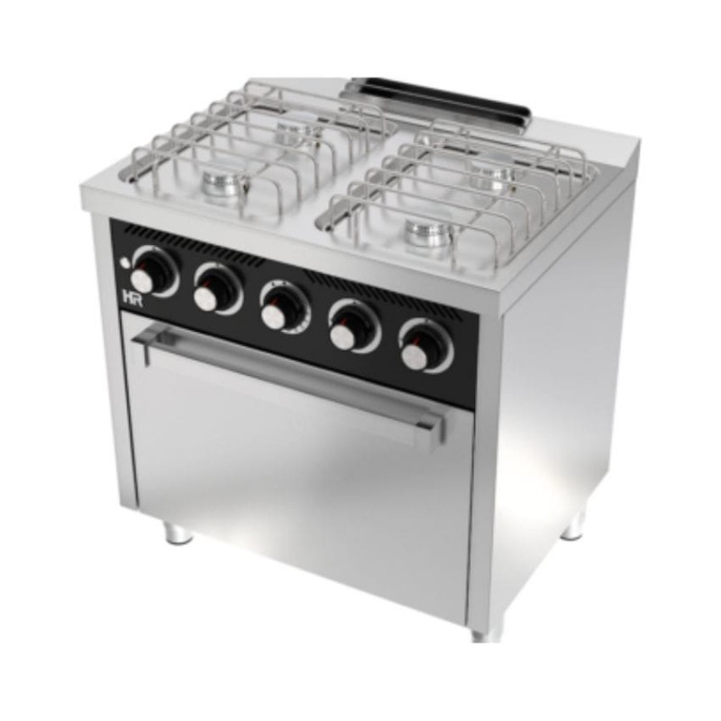 Cocina a gas con horno BASIC 4 fuegos fondo 600 modelo CB4F600H HR FAINCA