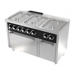 Cocina a gas con horno eléctrico BASIC 6 fuegos fondo 600 modelo CB6F600HE HR FAINCA