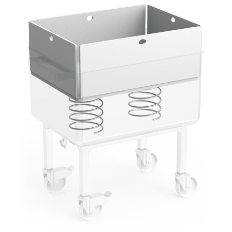 Carro contenedor de acero inox 200 litros con fondo elevable y desagüe Fricosmos