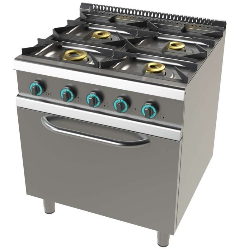 Cocina a Gas con horno 4 Fuegos - Doble Corona con Llama Piloto Fondo 700 June X