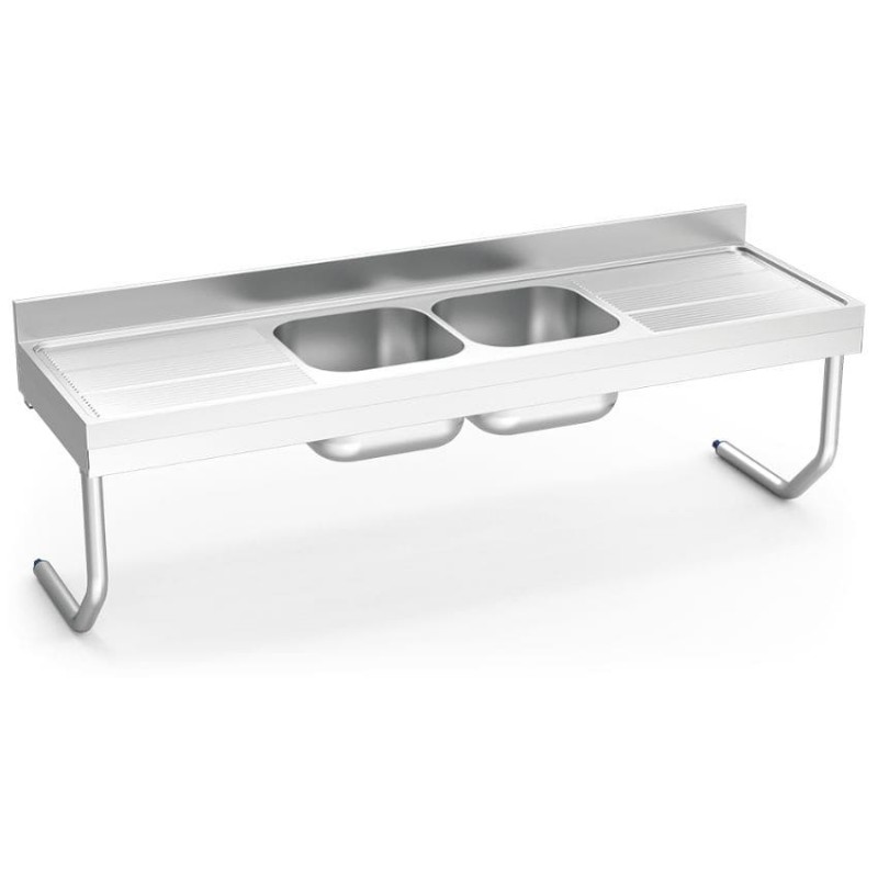 Fregadero inox colgante con palomillas, 2 cubetas y 2 escurridores Fregadero inox colgante con palomillas, 2 cubetas y 2 escurridores