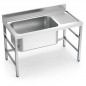 Fregadero inox con soporte 1 cubeta de gran capacidad y escurridor Fregadero inox con soporte 1 cubeta de gran capacidad y escurridor