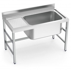 Fregadero inox con soporte 1 cubeta de gran capacidad y escurridor