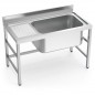 Fregadero inox con soporte 1 cubeta de gran capacidad y escurridor Fregadero inox con soporte 1 cubeta de gran capacidad y escurridor