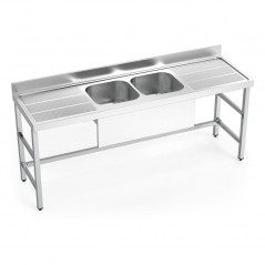 Fregadero inox con soporte 2 cubetas y 2 escurridores