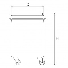 Cubo de basura en acero inox 50L con tapa y ruedas pivotantes