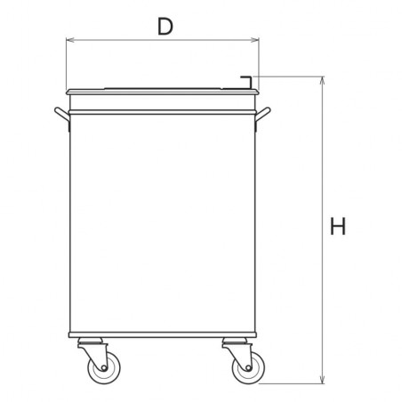 Cubo de basura en acero inox 50L con tapa y ruedas pivotantes