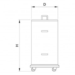 Cubo de basura en acero inox 70L con tapa y ruedas pivotantes