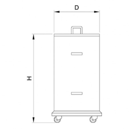 Cubo de basura en acero inox 70L con tapa y ruedas pivotantes