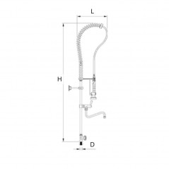 Grifo ducha sobremesa de un agua con caño. Modelo 463058