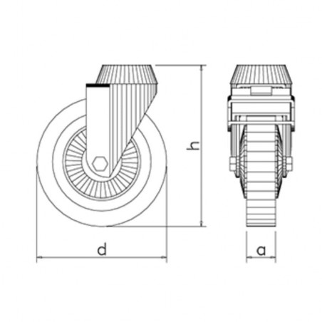 Rueda inox giratoria con rodadura de nylon Fricosmos