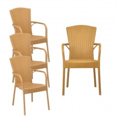 Sillón de Terraza en Polipropileno Color Miel Modelo Bruno -Pack 4 unidades