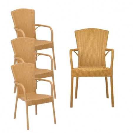 Sillón de Terraza en Polipropileno Color Miel Modelo Bruno -Pack 4 unidades