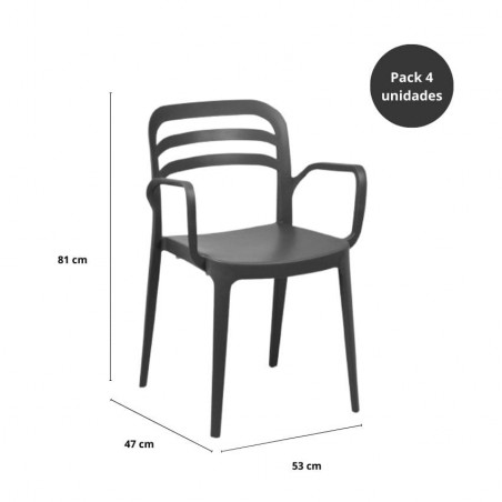 Sillón Terraza Polipropileno Modelo Baqueira 2 - Pack 4 unidades