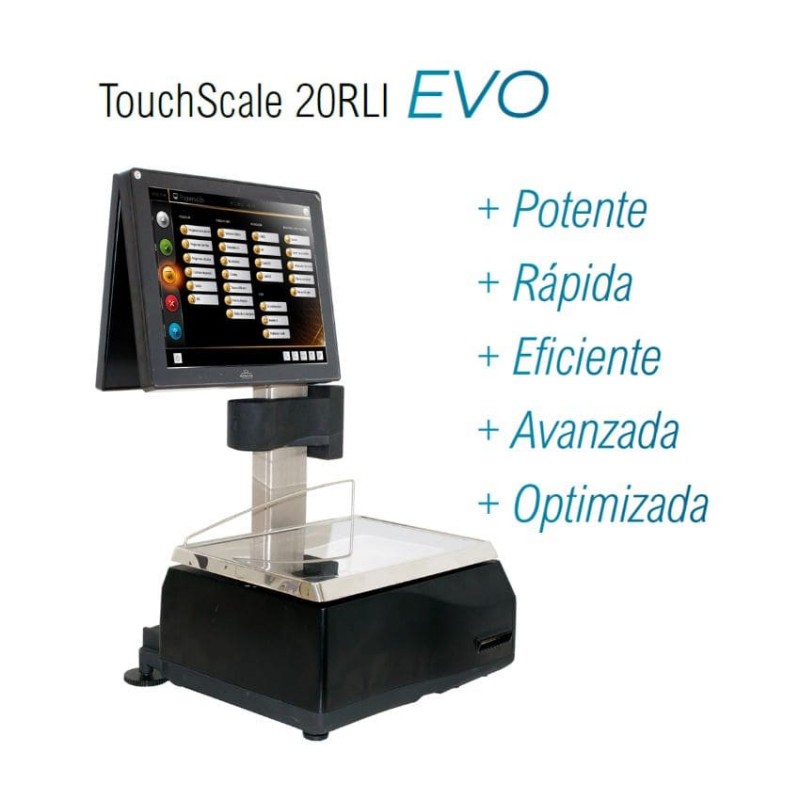 Balanza Epelsa TouchScale 20 RLI EVO sobremostrador con impresora térmica de ticket y etiqueta