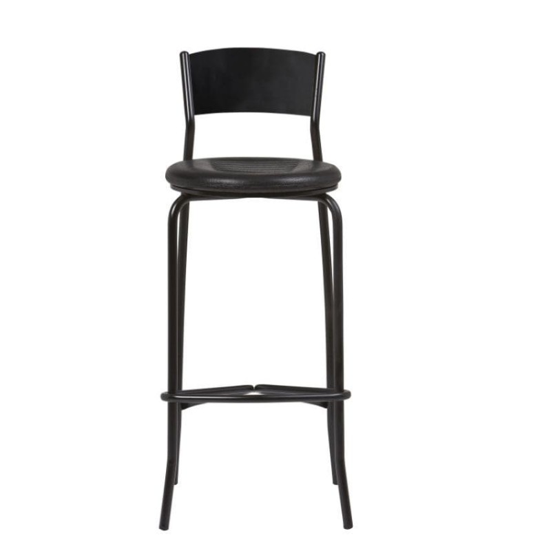 Taburete Armazón Plastificado Negro con Asiento de Espuma Modelo Florida