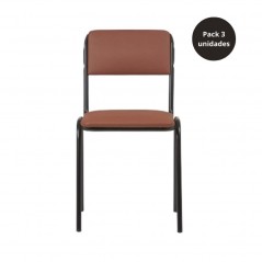 Silla de interior armazón plastificado negro con asiento y respaldo tapizado Modelo Edna - Pack 3 unidades
