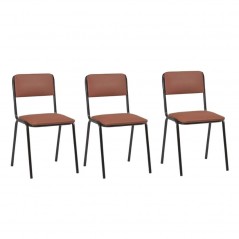 Silla de interior armazón plastificado negro con asiento y respaldo tapizado Modelo Edna