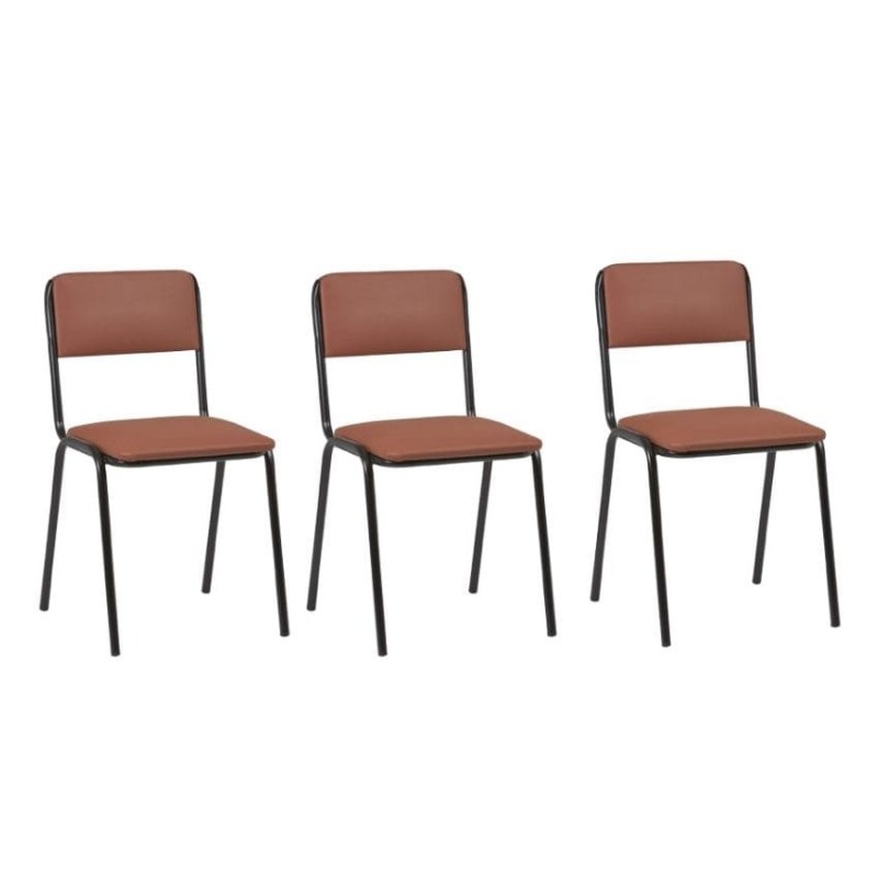 Silla de interior armazón plastificado negro con asiento y respaldo tapizado Modelo Edna - Pack 3 unidades Silla de interior armazón plastificado negro con asiento y respaldo tapizado Modelo Edna - Pack 3 unidades