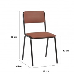 Silla de interior armazón plastificado negro con asiento y respaldo tapizado Modelo Edna  - Pack 3 unidades