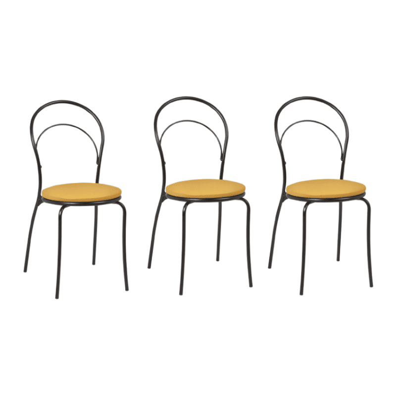 Silla interior armazón plastificado negro Modelo Cora  - Pack 3 undidades