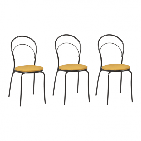 Silla interior armazón plastificado negro Modelo Cora - Pack 3 undidades