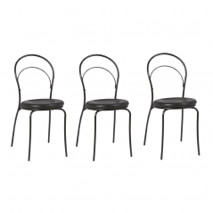 Silla interior armazón plastificado negro Modelo Cora - Pack 3 undidades