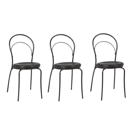 Silla interior armazón plastificado negro Modelo Cora - Pack 3 undidades