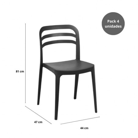 Silla Terraza Polipropileno Modelo Baqueira 1 - Pack de 4 unidades