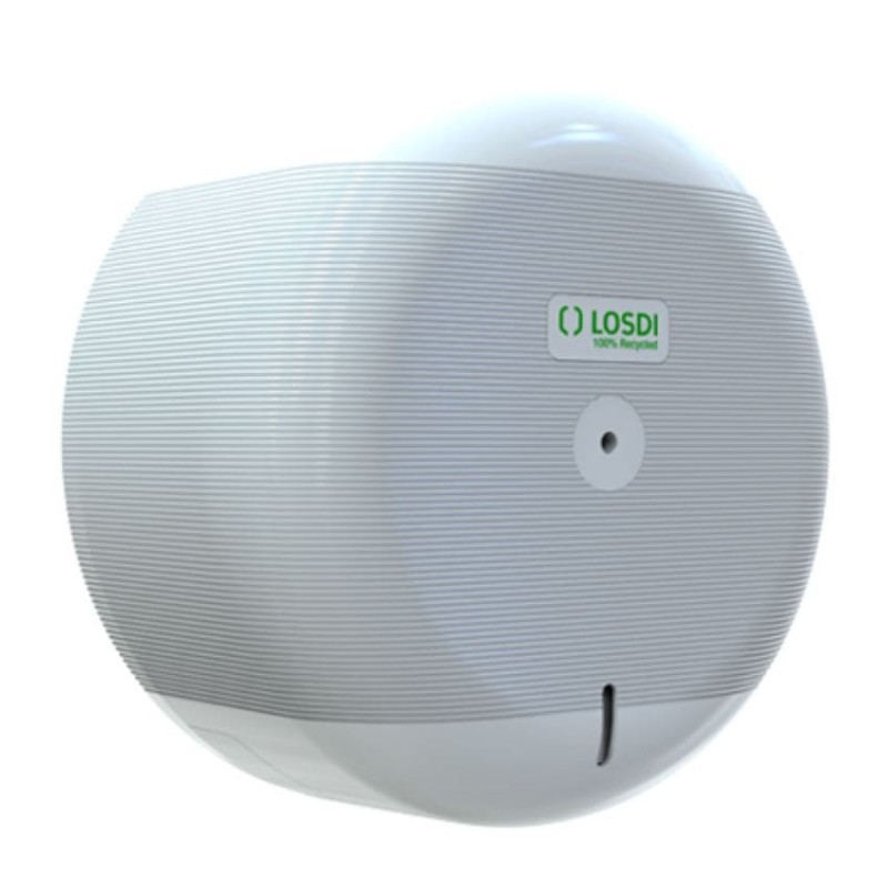 Dispensador de papel higiénico con dispensación central controlada en blanco ECO-LUXE LOSDI Dispensador de papel higiénico con dispensación central controlada en blanco ECO-LUXE LOSDI