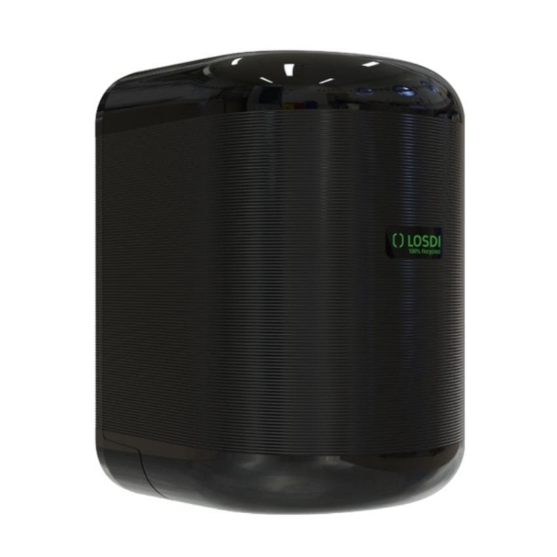 Dispensador de papel mecha con dispensación controlada en negro ECO-LUXE LOSDI Dispensador de papel mecha con dispensación controlada en negro ECO-LUXE LOSDI
