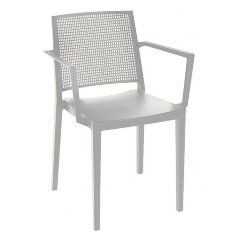 Silla monobloc GRID 2 apilable con reposabrazos en polipropileno para exterior Silla monobloc GRID 2 apilable con reposabrazos en polipropileno para exterior