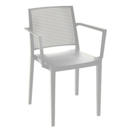 Silla monobloc GRID 2 apilable con reposabrazos en polipropileno para exterior