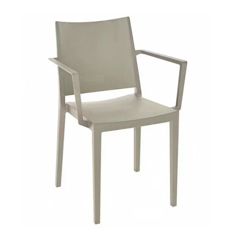 Silla monobloc M2163 apilable con reposabrazos en polipropileno para exterior