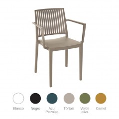 Silla monobloc BARS-2 apilable con reposabrazos de polipropileno para exterior