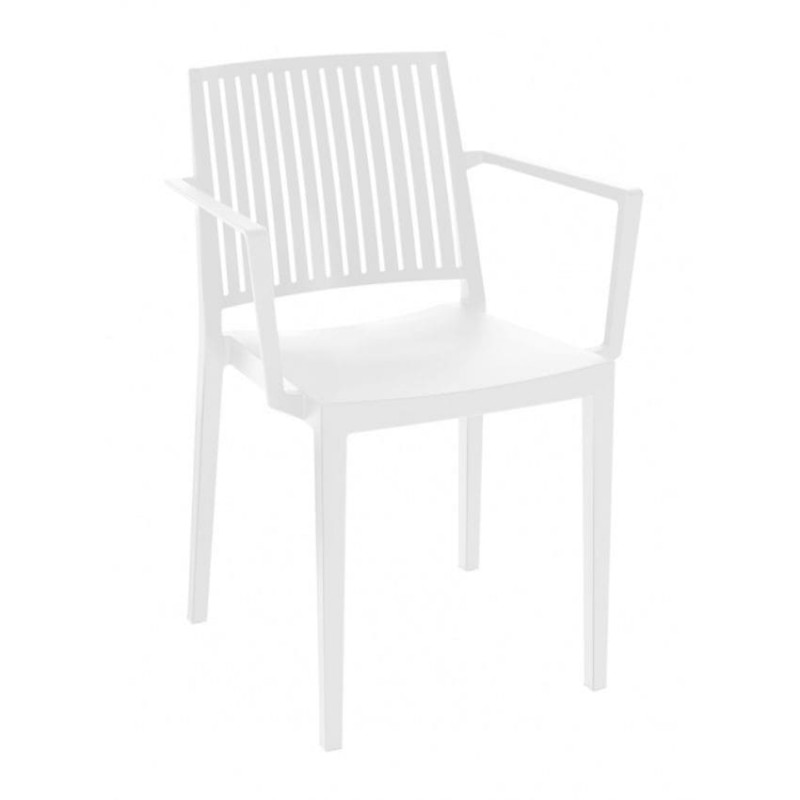 Silla monobloc BARS-2 apilable con reposabrazos de polipropileno para exterior