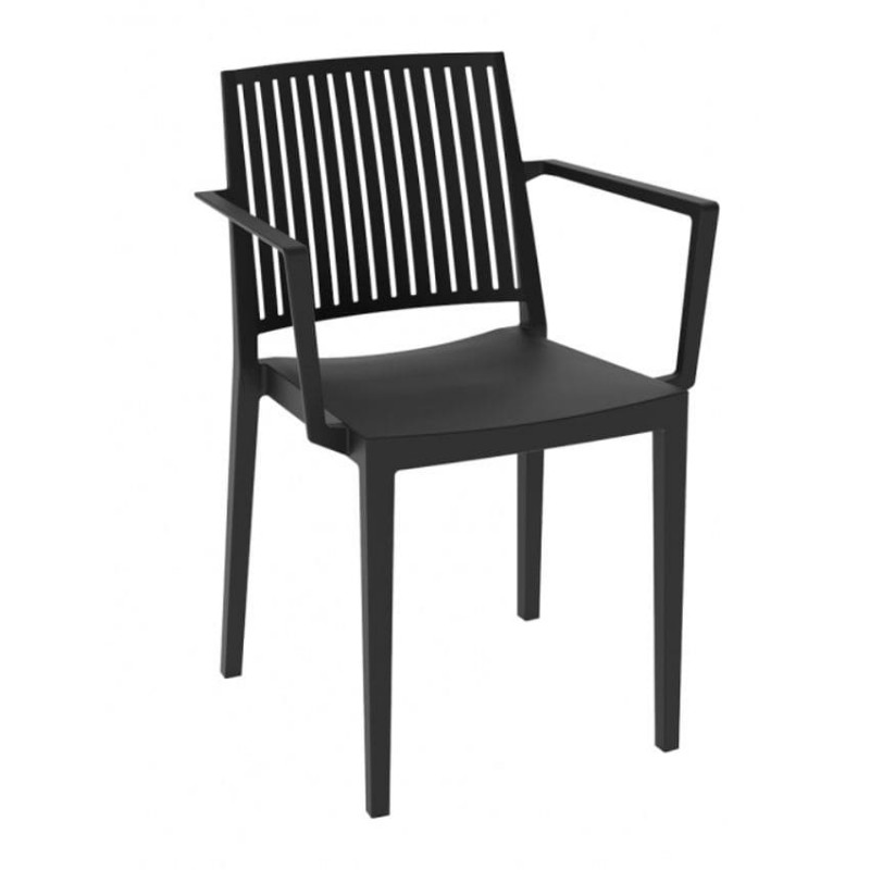 Silla monobloc BARS-2 apilable con reposabrazos de polipropileno para exterior Silla monobloc BARS-2 apilable con reposabrazos de polipropileno para exterior