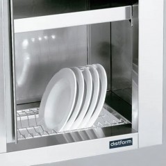 Armario de pared en acero inox con escurreplatos y puertas correderas Distform