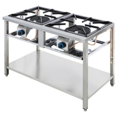 Paellero doble con mueble alto abierto NTGAS MOB/02-2H-A